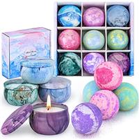 OFUN Bath Bombs & Scented Candles Gift Set, Large Bombs for Women Gifts, Spa Gift Idea for Girls, Friends, Kids Girlfriends Mum Mother's Day Birthday | 5 Bubble Balls & 4 Organic Soy Candles