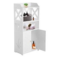 Youyijia 5Tier Bathroom Storage Cabinet Floor Standing Display Cabinet Home Storage Furniture Organizer Unit for Office Living Room Kitchen Entryway White