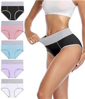 wirarpa Underwear Women High Waist Cotton Knickers Ladies Panties Full Coverage Briefs Underpants Plus Size Multipack