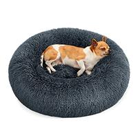 Feandrea Dog Bed, Donut Cat Bed, Fluffy Calming Pet Bed with Removable, Washable Cover, Soft Long Plush