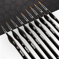 Detail Paint Brush Set, Rock Ninja 9pcs Thin Brushes for Fine Detailing & Art Painting - Acrylic,Watercolor, Oil Miniatures, Scale Models, Airplane Kits, Nail, Line Drawing