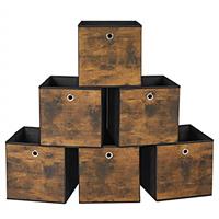 SONGMICS Storage Box, Set of 6, Tray with Handle, Cube Non-Woven Fabric and Oxford Basket