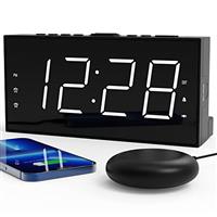 ROCAM Extra Loud Alarm Clock with Vibrating Shaker Bed for Heavy Sleepers, Dual Digital Alarm Clock for Bedrooms, 7" Large Display,Snooze, Dimmable and Battery Backup