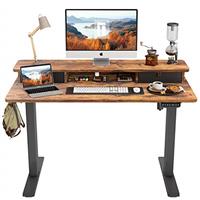 FEZIBO Height Adjustable Electric Standing Desk, Ergonomic Home Office Furniture with 3 Drawers Storage Shelf, Sit Stand Desk with Storage Space, Splice Board