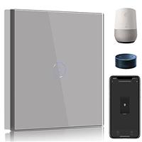 BSEED Smart Light Switch,Compatible with Alexa and Google Home WIFI Touch Switch, Tempered Glass Touch Screen Switches (Neutral Line Need)
