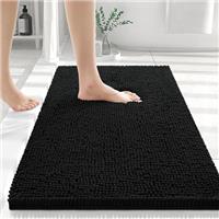 Smiry Chenille Bath Mat - Non-Slip, Super Absorbent, Extra Soft Fluffy Bathroom Rug - Thick Machine Washable Floor Mat