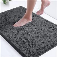 Smiry Chenille Bath Mat - Non-Slip, Super Absorbent, Extra Soft Fluffy Bathroom Rug - Thick Machine Washable Floor Mat