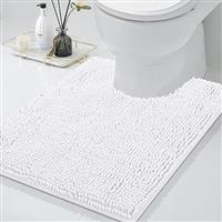 Smiry Chenille Bath Mat - Non-Slip, Super Absorbent, Extra Soft Fluffy Bathroom Rug - Thick Machine Washable Floor Mat