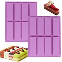 2PCS Rectangle Granola Bar Silicone Moulds, Cake & Energy Bar Maker for Chocolate Truffles, Bread, Brownie, Cornbread, Cheesecake, Pudding & Butter Mold