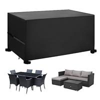 Callni Garden Furniture Covers with Side Tightening Strap, Windproof, Waterproof 420D Oxford Fabric, Patio Table Cover For Outside Chairs Sofa Storage Rectangular Black