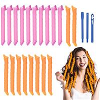 URAQT Hair Rollers, 45cm Hair Curlers Styling Kit, No Heat Spiral Curls, Wave Style Rollers for Setting Hair with Styling Hooks, No Damage DIY Hair Styling Tools for Long & Short Hair (14 Pcs)