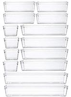 Grace Store Clear Drawer Organizer Plastic Desk Drawer Organizer Tray for Makeup, Jewelries, and Gadgets