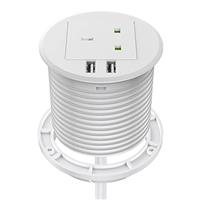 Desk Socket with USB, Haylink Desktop Power Grommet 80mm Cut-Out Hole In Desk Power with 1 UK Plug, Power Socket Extension Connect 6.56ft Extension Cord