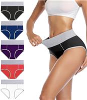 wirarpa Underwear Women High Waist Cotton Knickers Ladies Panties Full Coverage Briefs Underpants Plus Size Multipack
