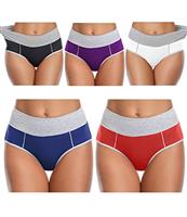 wirarpa Underwear Women High Waist Cotton Knickers Ladies Panties Full Coverage Briefs Underpants Plus Size Multipack