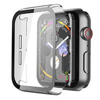 Piuellia 2 Pack Black Hard Case with Tempered Glass Screen Protector Compatible for Apple Watch Series 9 Series 8 Series 7 41mm, Ultra-Thin Shockproof Overall Protective Cover for iWatch