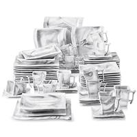 MALACASA 30-Piece Dinner Set for 6 People, Porcelain Plates and Bowls Set, Scratch-Resistant Ivory White Crockery with 6 Dinner Plates, Dessert Plates, Soup Bowls, Cups & Saucers, Julia Series
