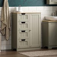 Bath Vida Bathroom Cabinet 4 Drawer Floor Storage Cupboard Wooden Storage Unit With 1 Door, Height Adjustable Shelf