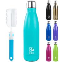 BOGI Insulated Water Bottles,500ml/750ml Water Bottle Metal Water Bottles, Stainless Steel Water Bottle Keep Hot and Cold Water Bottle Bike Gym Sports Water Bottle for Girls Kids with Cleaning Brush
