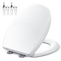 Toilet Seat, MUJIUSHI Soft Close Toilet Seats with Quick Release for Easy Clean, Toilet Seat White with Dual Fixing Stainless Adjustable Hinges, Simple Top Fixing, Standard D/U Shape Toilet Seats