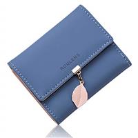Roulens Ladies Purse, RFID Blocking PU Leather Wallet for Women Leaf Pendant Zipper Coin Purse with Multiple Card Slots and Roomy Compartment