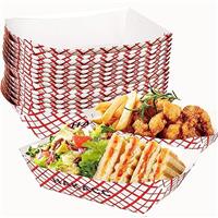 HAKACC 7"|18x13cm Kraft Paper Food Trays 50 Brown Cardboard Serving Plates Recycled Takeaway Boxes Disposable Containers Holder Baskets for Chips Burger BBQ Water Oil Proof Birthday Party Camping