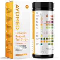 100 x AYDMED 11-in-1 Urine Test Strips | 11 Parameter Urine Test Strips for Urobilinogen, Bilirubin, Ketone, Blood, Protein, Nitrite, Leukocytes, Glucose, Specific Gravity, pH & Ascorbic Acid
