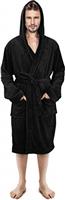 NY Threads Luxury Mens Hooded Dressing Gown Super Soft Mens Fleece Robe Cozy Hooded Plush Loungewear