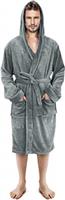 NY Threads Luxury Mens Hooded Dressing Gown Super Soft Mens Fleece Robe Cozy Hooded Plush Loungewear