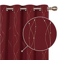 Deconovo Thermal Insulated Dot Line Printed Eyelet Blackout Curtains