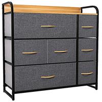 YITAHOME Chest of Drawers, Non-Woven Fabric 7-Drawer Storage Organizer Unit for Bedroom Living Room Closet, Sturdy Steel Frame, Easy Pull Fabric Bins & Wooden Top, Fabric Dresser