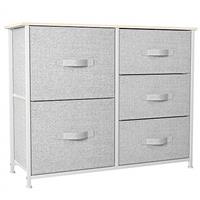 YITAHOME Chest of Drawers, 5-Drawer Storage Organizer Unit for Bedroom Living Room Closet, Sturdy Steel Frame, Easy Pull Fabric Bins & Wooden Top, Fabric Dresser