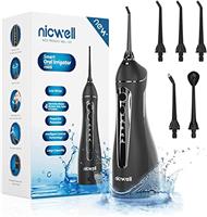 Water Flossers for Teeth Cordless - Nicwell Oral Irrigator Dental, DIY Modes Electric Tooth Flosser with 5 Jet Tips, IPX7 Waterproof Water Pick Flosser, USB Recharged Use for Travel