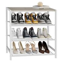 HOME BI Industrial Shoe Rack, Metal Shoe Storage Organizer, Shoe Shelves with Stable Metal Frame, Durable Shoe Shelf for Closet, Hallway, Entryway, Living Room