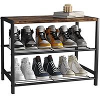 HOME BI Industrial Shoe Rack, Metal Shoe Storage Organizer, Shoe Shelves with Stable Metal Frame, Durable Shoe Shelf for Closet, Hallway, Entryway, Living Room