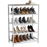HOME BI Industrial Shoe Rack, Metal Shoe Storage Organizer, Shoe Shelves with Stable Metal Frame, Durable Shoe Shelf for Closet, Hallway, Entryway, Living Room