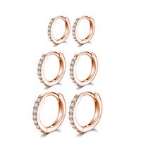 Silver Hoops Earrings for Women, 925 Sterling Silver Post Small Silver Hoop Earrings with AAA Cubic Zirconia, 3 Pairs Small Sleeper Hoops Huggie Hinged Earrings(8/10/12mm)