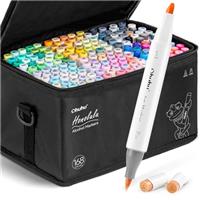 Ohuhu Dual Tip Brush & Chisel Sketch Art Pens for Artists, Students - Brush Markers for Sketching, Adult Coloring, Calligraphy, Drawing & Illustration