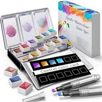 RATEL Metallic Watercolour Paint Set, Premium Glitter Watercolour Solid Paint Box, 36 Metallic Watercolour Paints, Soluble and Mix Well Watercolour Paints, for Kids, Beginner and Professional