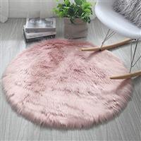 HARESLE Soft Round Rugs Faux Fur Carpet for Bedroom