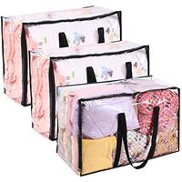 Vieshful Clear Comforter Storage Bag, Clothes Storage Bag with Zipper Closet Organizer, Plastic Storage Containers Moving bags for Comforter, Blanket, Bedding, Duvet, Toys