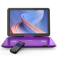 BOIFUN 17.5'' Portable DVD Player with 15.6" Large HD Swivel Screen, 6 Hours Rechargeable Battery, Support USB/SD Card/Sync TV and Multiple Disc Formats DVD Player, High Volume Speaker, Purple