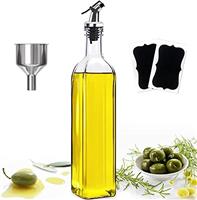 Milukon Oil Dispenser Olive Oil Bottle Drizzler 500ml/17OZ, Lead-Free Glass, for Cooking, Vinegar, Soy Etc (1 PCS)