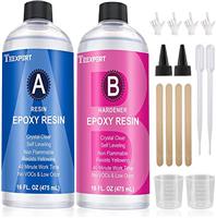 Epoxy Resin Crystal Clear Kit- 32oz/950ml - Casting Resin for Jewellery DIY Resin Coating Easy Cast Epoxy, with Instructions/Bonus Sticks/Graduated Cups/Beak