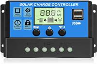 [Upgraded] 30A Solar Charge Controller, 12V/ 24V Solar Panel Regulator with Adjustable LCD Display Dual USB Port Timer Setting PWM Auto Parameter Solar Panel Controller