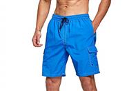 Tansozer Mens Swimming Shorts with Multi-Pockets Swim Trunks Quick Dry