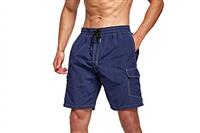 Tansozer Mens Swimming Shorts with Multi-Pockets Swim Trunks Quick Dry