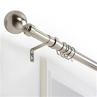 Oxford Homeware Curtain Poles Metal Extendable - Durable Plain Ball Curtain Pole Set Includes Finials, Rings, Brackets & Fittings (Black Nickel, 70-120 Cm, 28 Inches to 48 Inches)