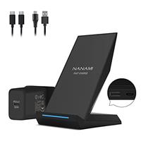 NANAMI 2 in 1 Wireless Charger with PD Adapter, 30W Max Qi Certified Fast Charging Stand with USB-A Port, Compatible with iPhone 12 SE 2 11 Pro XR X 8 Plus, Samsung S21/20/10/9/8 Note 20/10/9/8