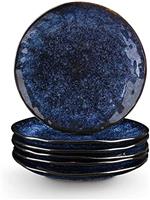 vicrays Porcelian Round Dessert Plate, 20.3 cm, Round, Microwave, Oven, Dishwasher Safe, Scratch Resistant, Porcelain Fluted Suitable for Salad, Fruit, Snack, Home, Party, Restaurant, Set of 4